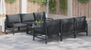 Hagesofa Set med pute 7 pcs Antrasittgrå Stål & Stoff