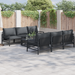 Hagesofa Set med pute 7 pcs Svart Stål