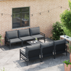 Hagesofa Set med pute 7 pcs Antrasittgrå Stål & Stoff