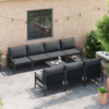 Hagesofa Set med pute 8 pcs Antrasittgrå Stål & Stoff