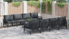 Hagesofa Set med pute 9 pcs Antrasitt Stål & stoff