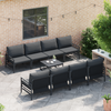 Hagesofa Set med pute 9 pcs Antrasitt Stål & stoff