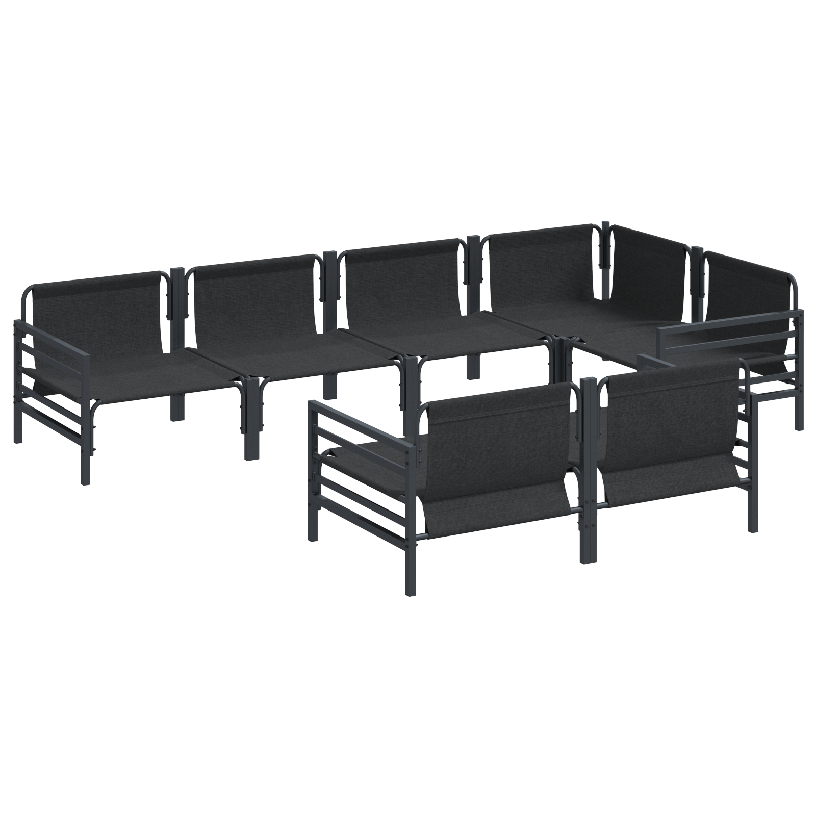 Hagesofa Set med pute 7 pcs Antrasitt Stål & stoff