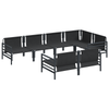 Hagesofa Set med pute 7 pcs Antrasitt Stål & stoff