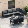 Hagesofa Set med pute 7 pcs Antrasitt Stål & stoff