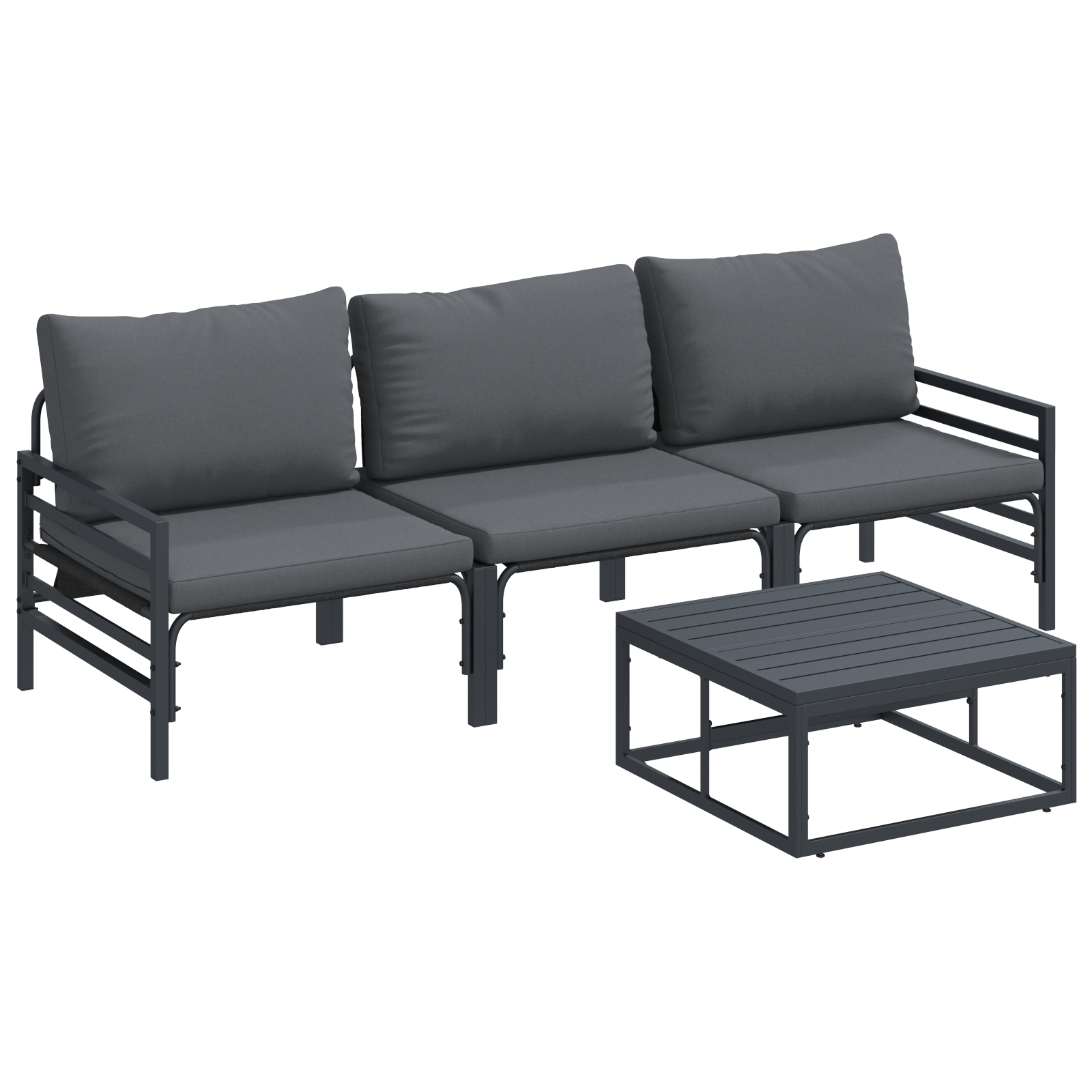 Hagesofa Set Antrasitt Stål