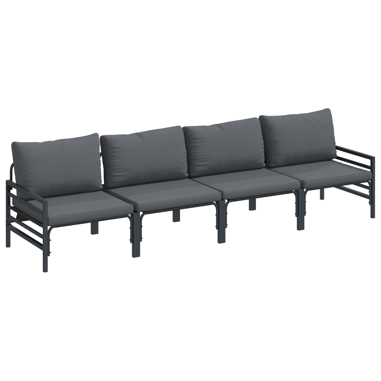 Hagesofa Set Antrasittgrå Stål