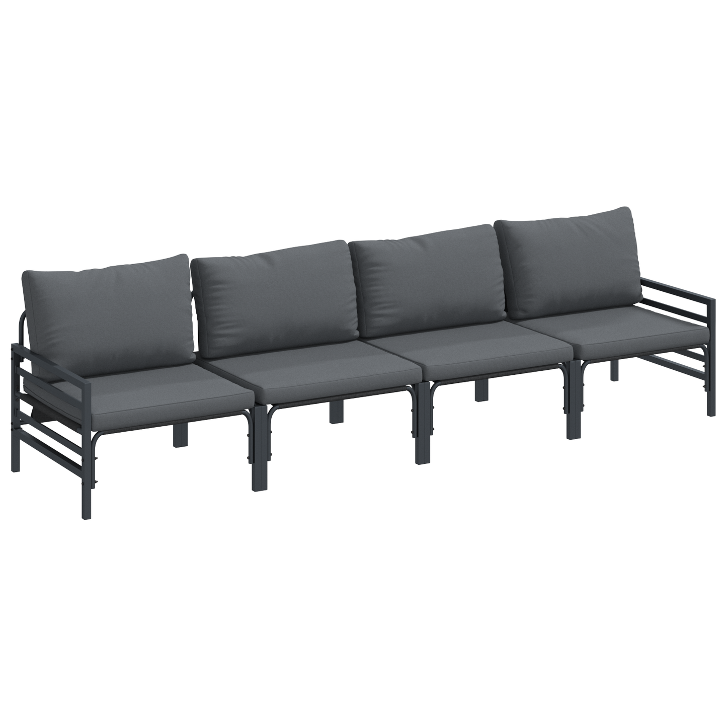 Hagesofa Set med pute 4 pcs Svart Stål