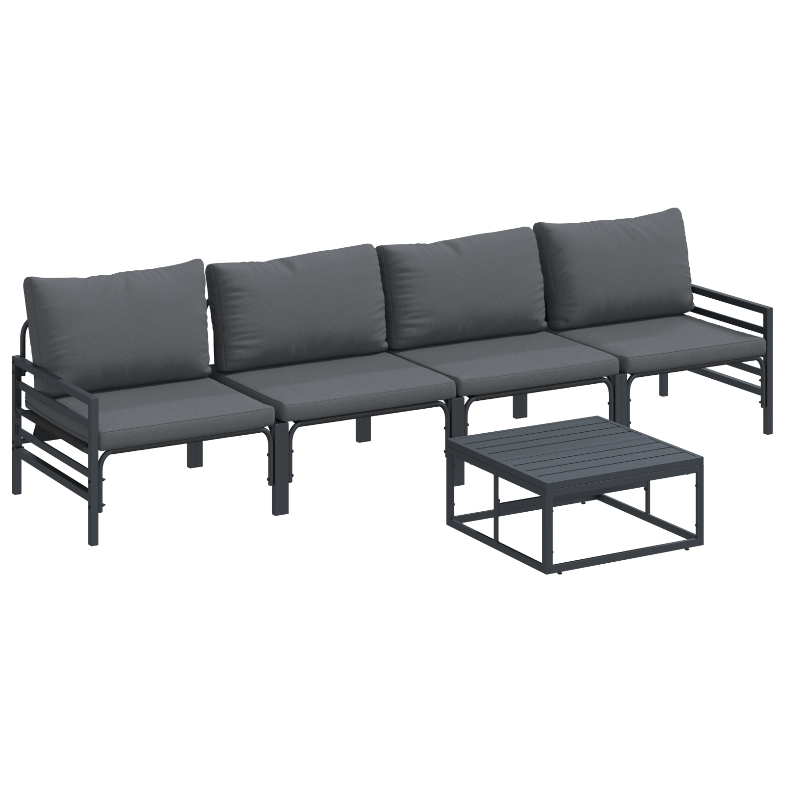 Hagesofa Set Antrasittgrå Stål