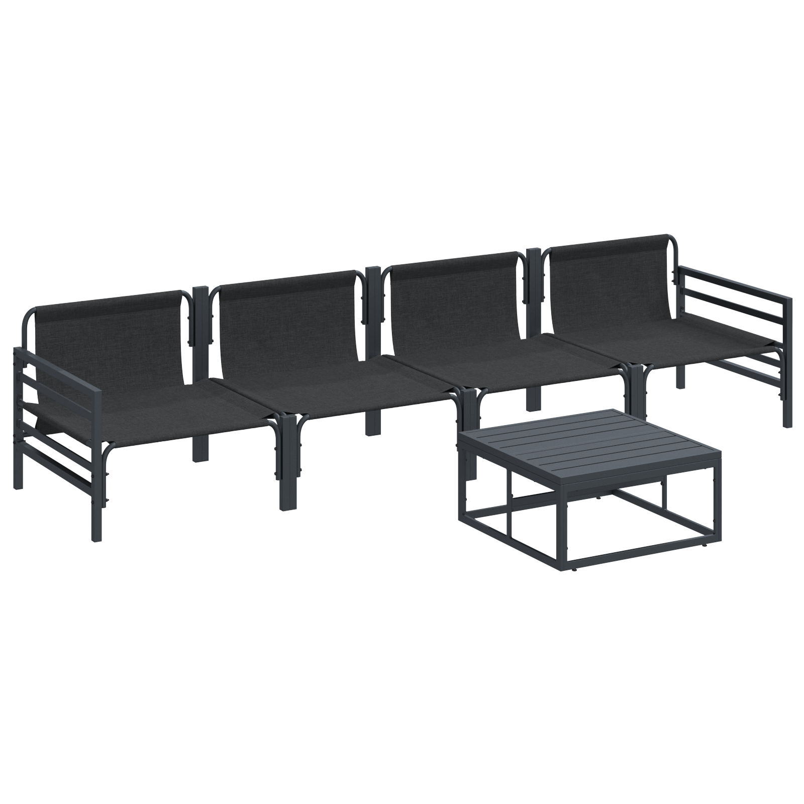 Hagesofa Set Antrasittgrå Stål