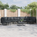 Hagesofa Set med pute 8 pcs Svart Stål