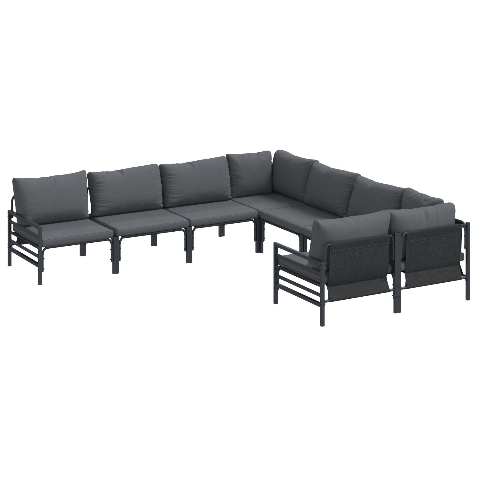 Hagesofa Set med pute Antrasittgrå Stål