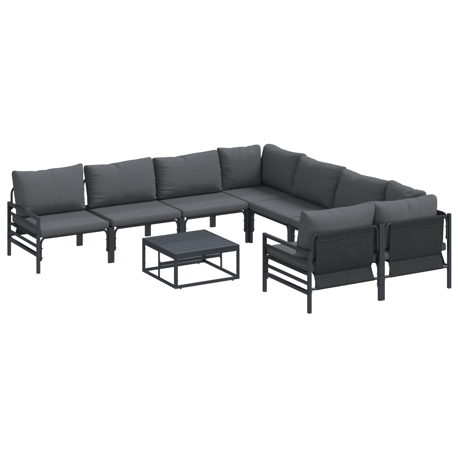 Hagesofa Set med pute Antrasittgrå Stål