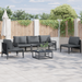 Hagesofa Set med pute 6 pcs Svart Stål