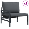 Hagesofa Set Antrasittgrå Stål