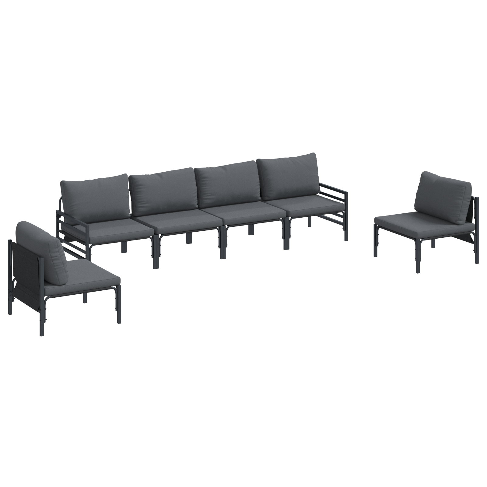 Hagesofa Set Antrasittgrå Stål