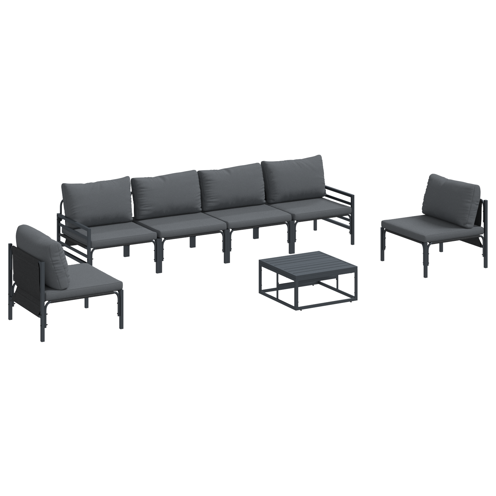 Hagesofa Set Antrasittgrå Stål