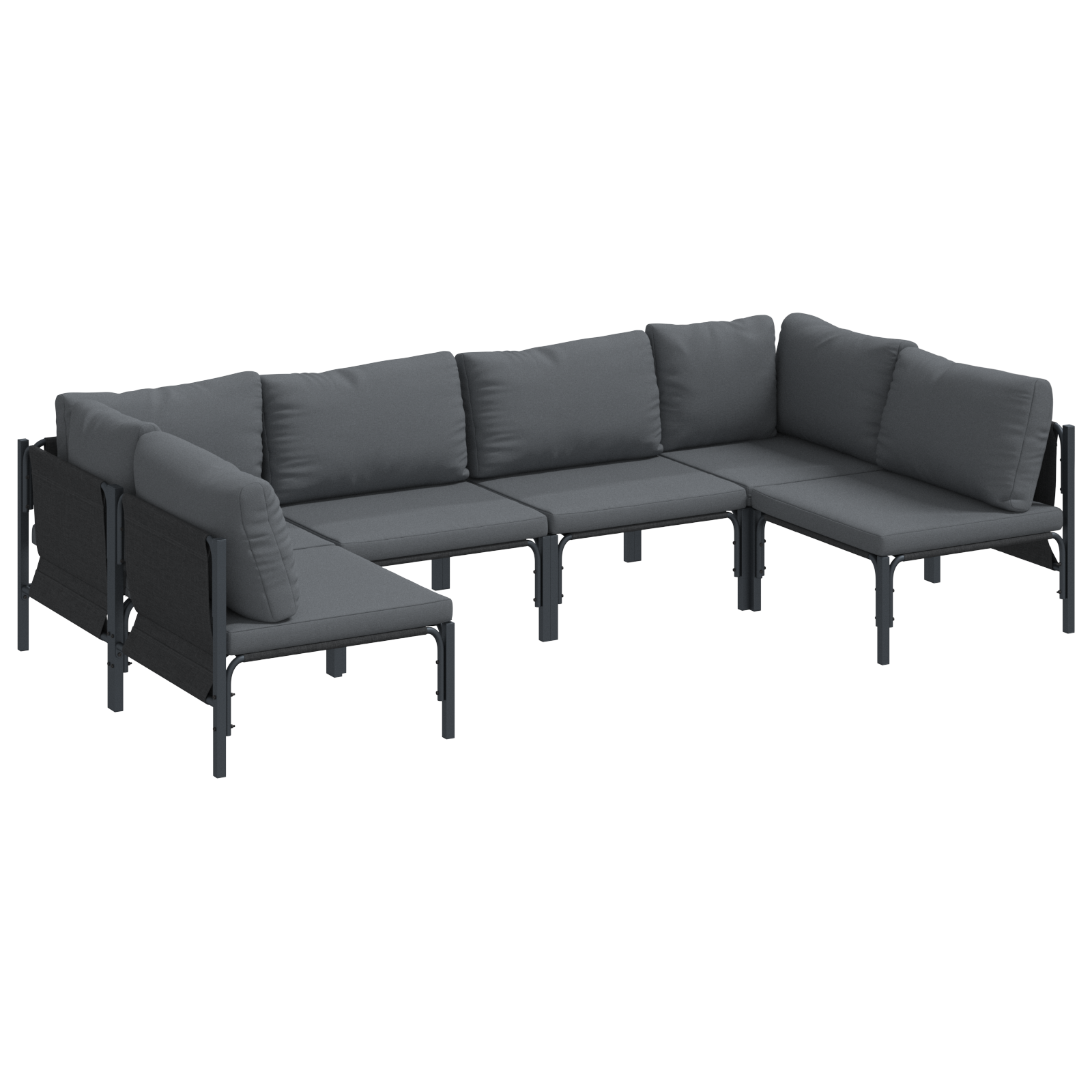 Hagesofa Set Antrasitt Stål