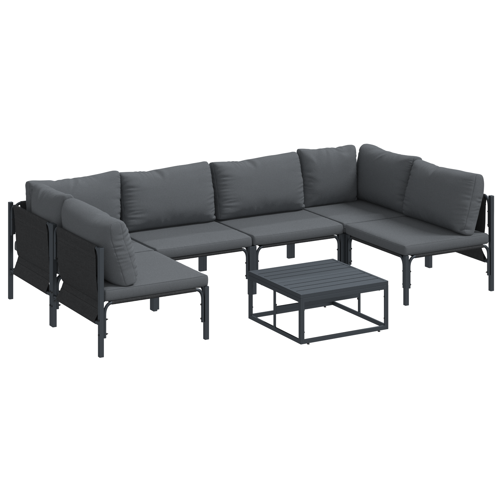Hagesofa Set Antrasitt Stål
