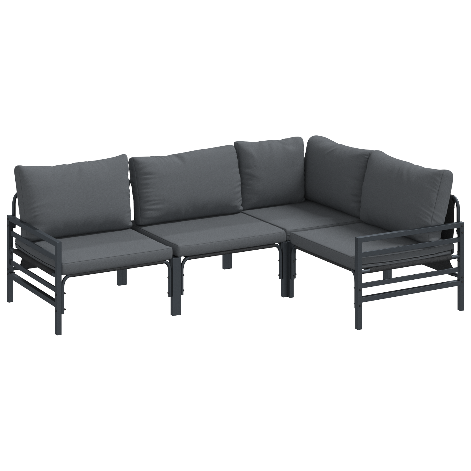 Hagesofa Set med pute 4 pcs Antrasitt Stål