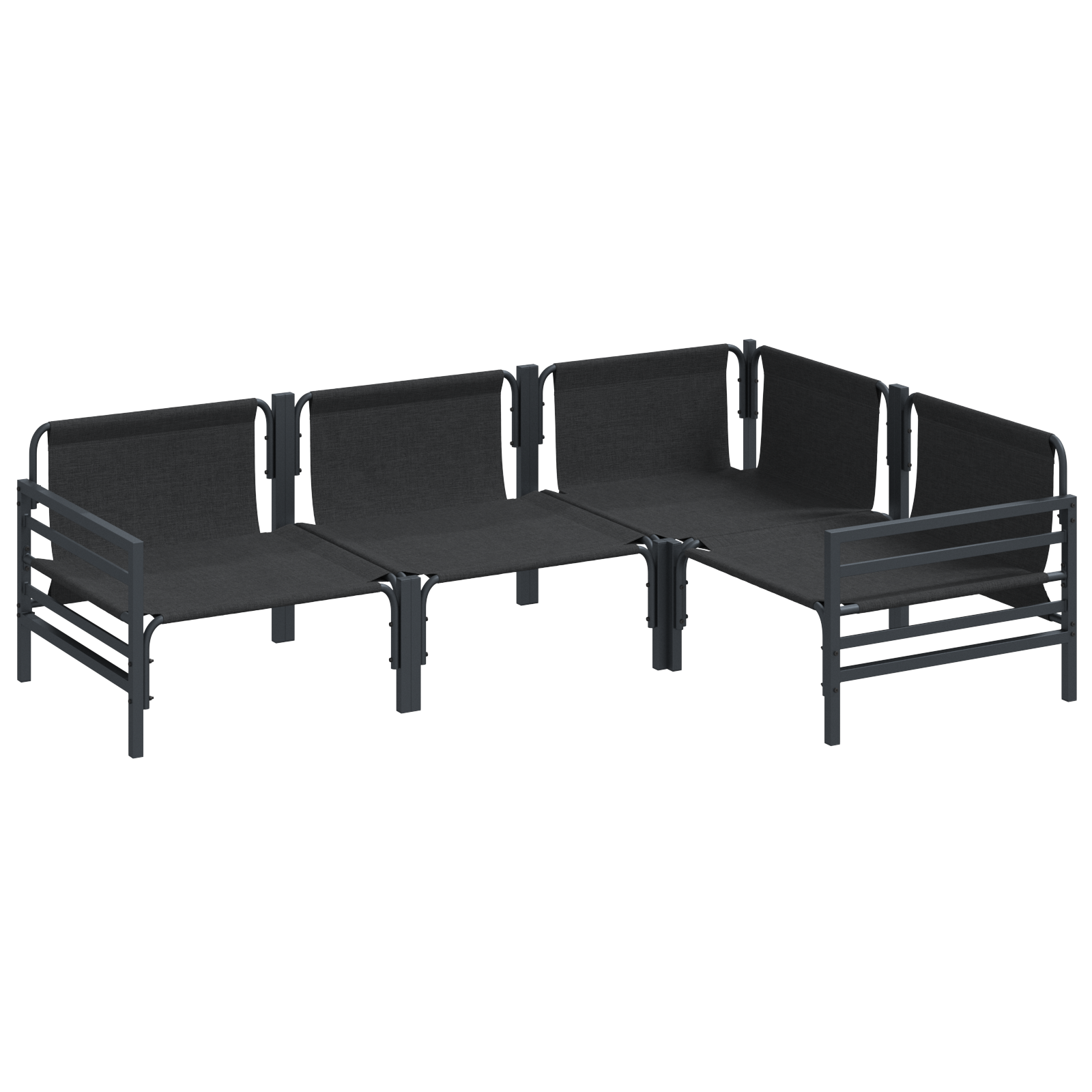 Hagesofa Set med pute 4 pcs Antrasitt Stål