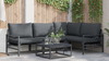 Hagesofa Set med pute 4 pcs Antrasitt Stål