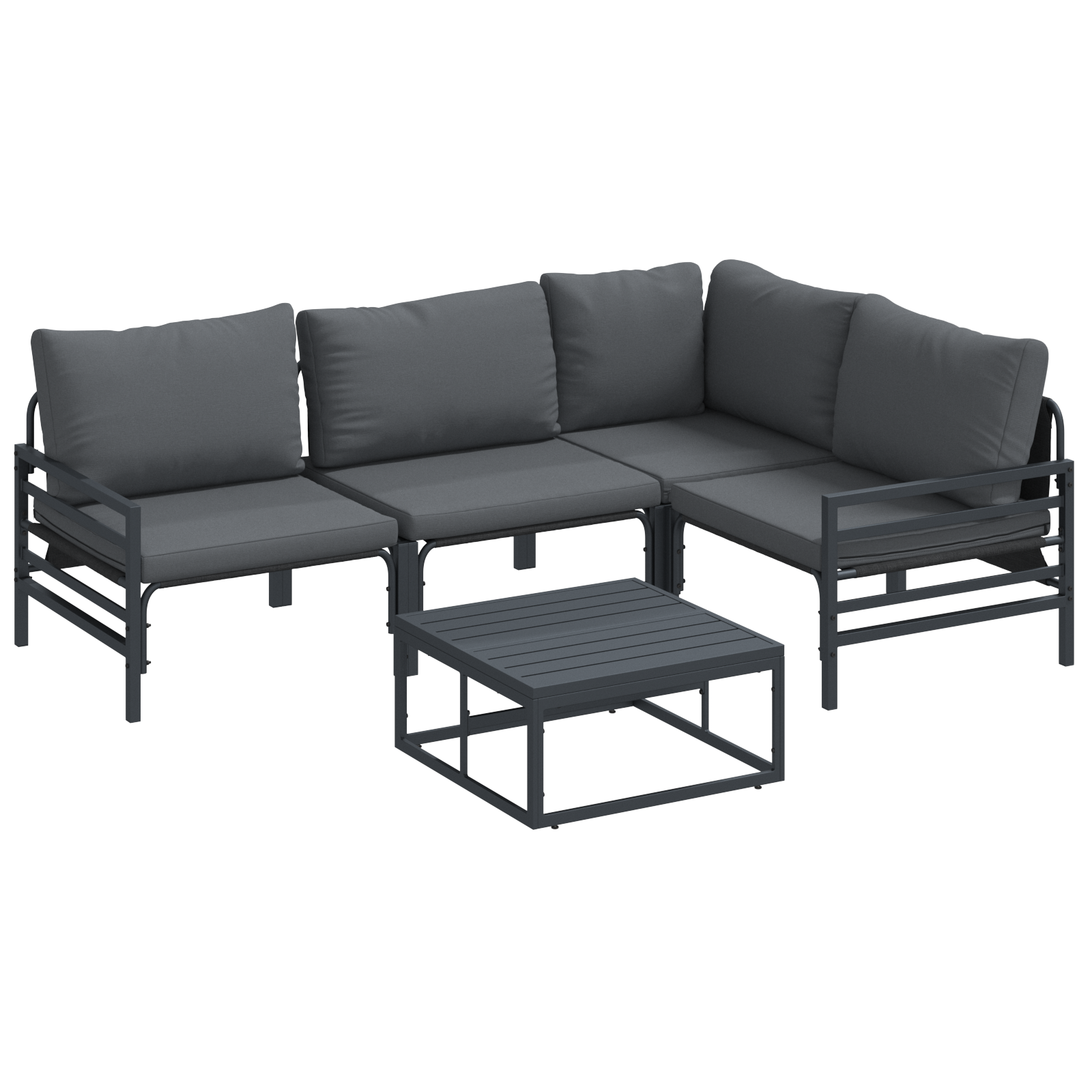 Hagesofa Set med pute 6 pcs Antrasitt Stål