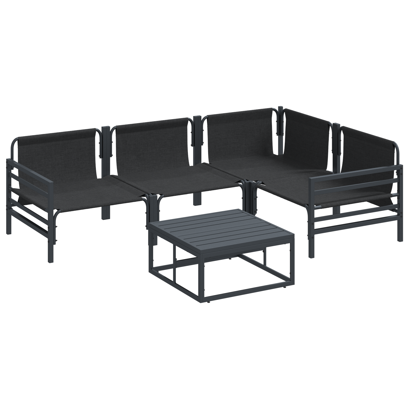 Hagesofa Set med pute 6 pcs Antrasitt Stål