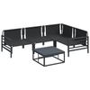 Hagesofa Set med pute 6 pcs Antrasitt Stål