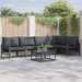 Hagesofa Set med pute 6 pcs Svart Stål