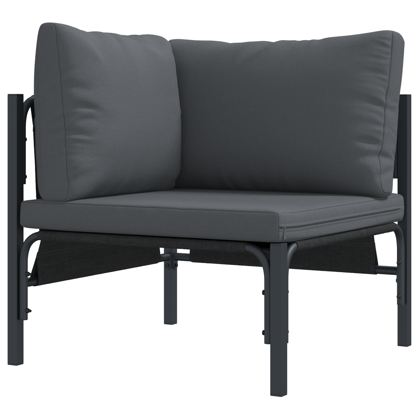 Hagesofa Set med pute 7 pcs Svart Stål