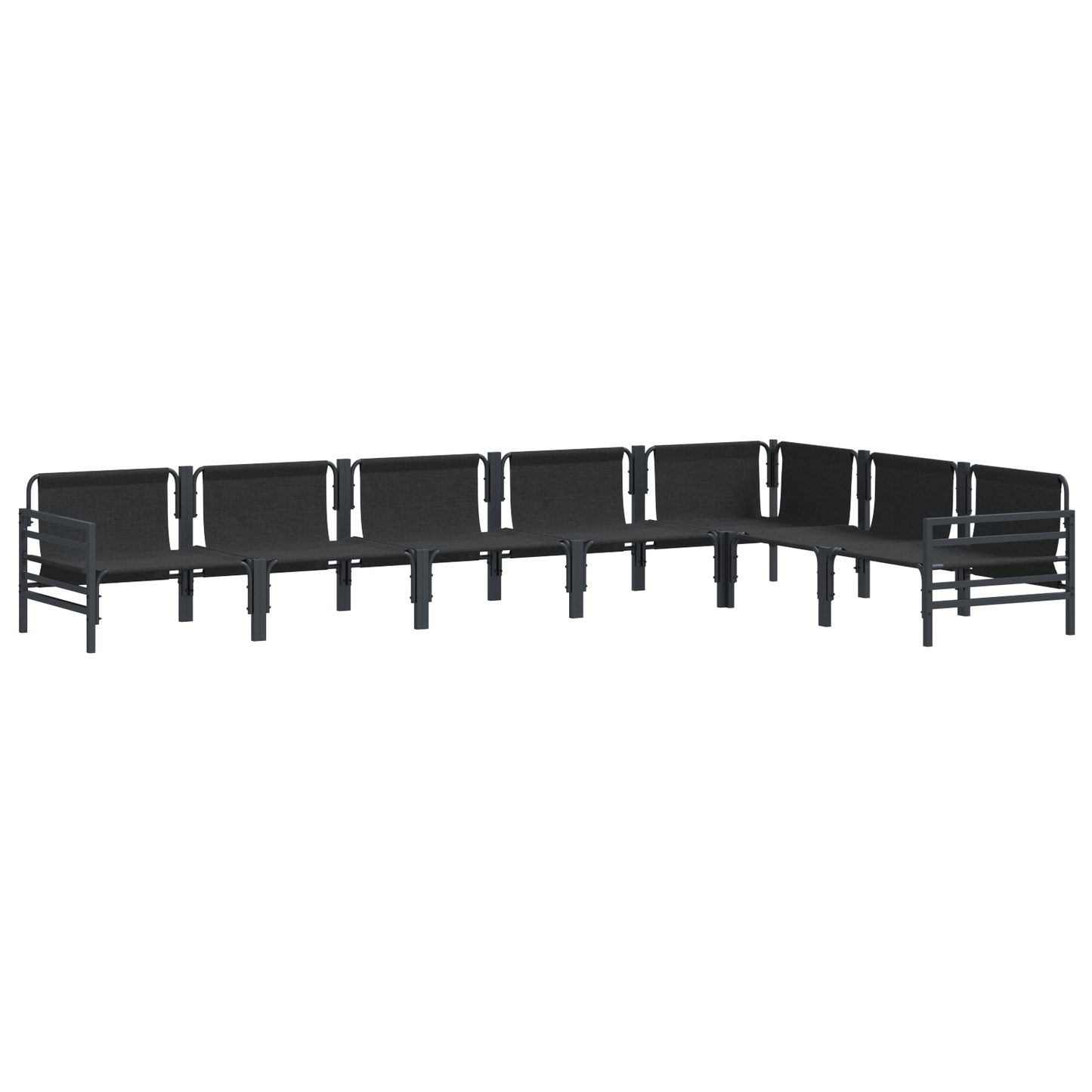 Hagesofa Set med pute 7 pcs Svart Stål