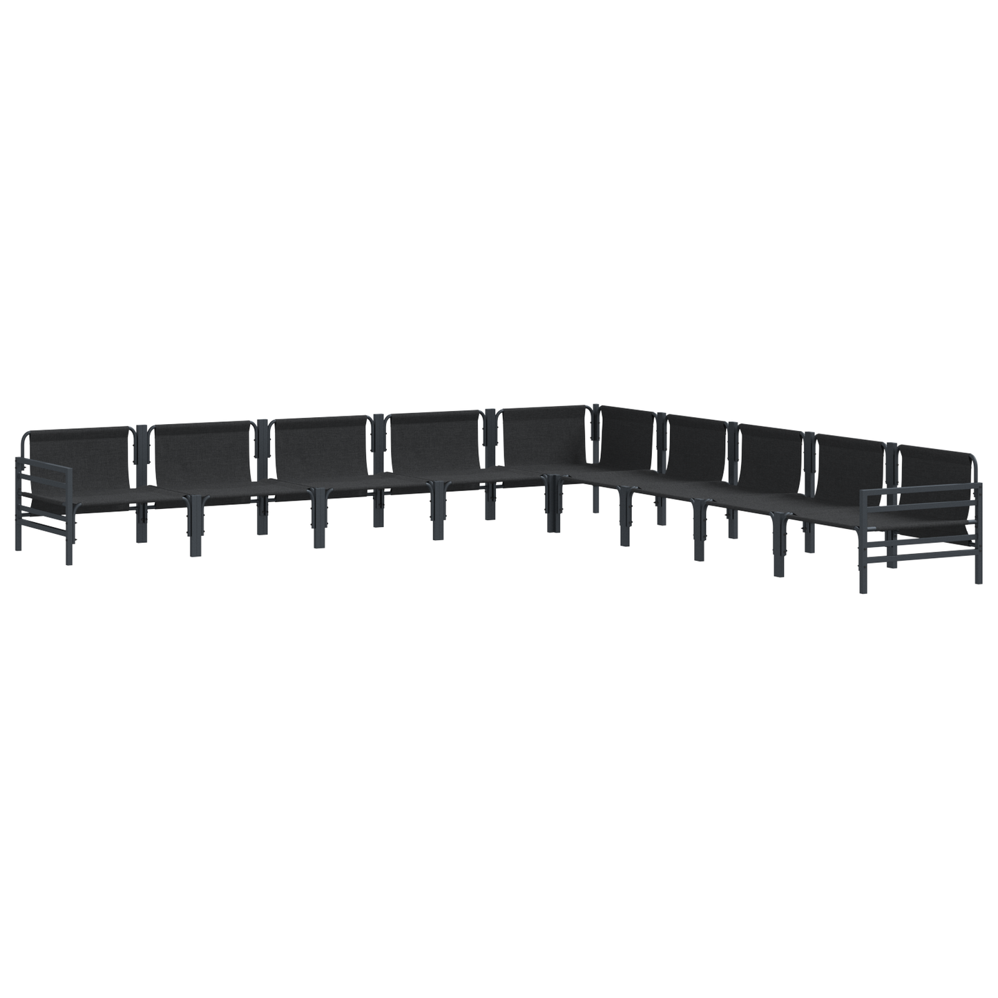 Hagesofa Set med pute 9 pcs Svart Stål
