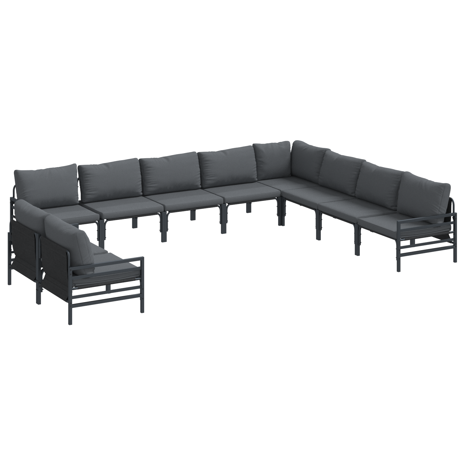 Hagesofa Set Antrasittgrå Stål