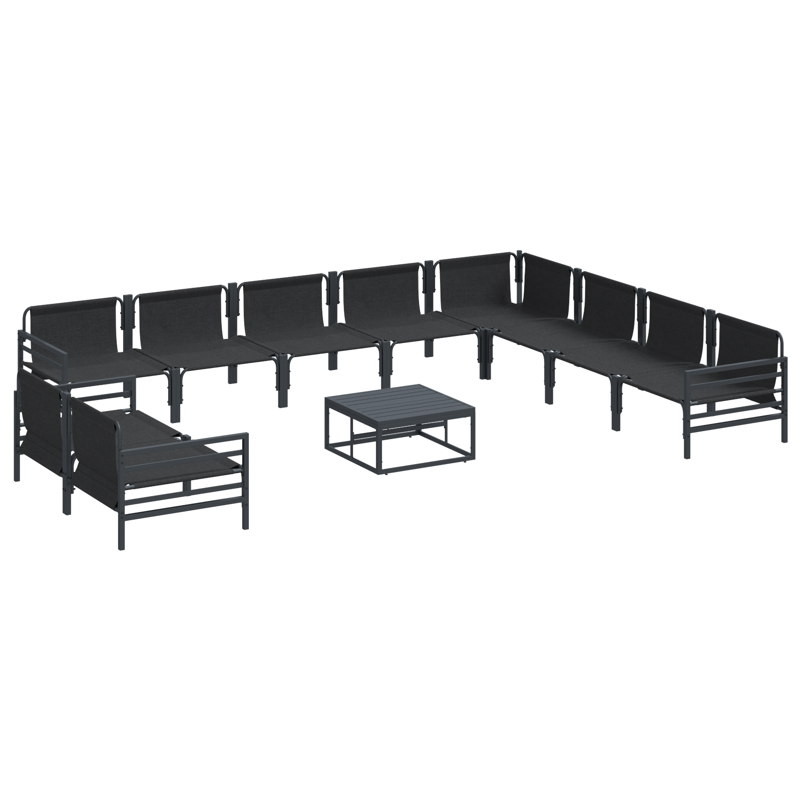 Hagesofa Set Antrasittgrå Stål