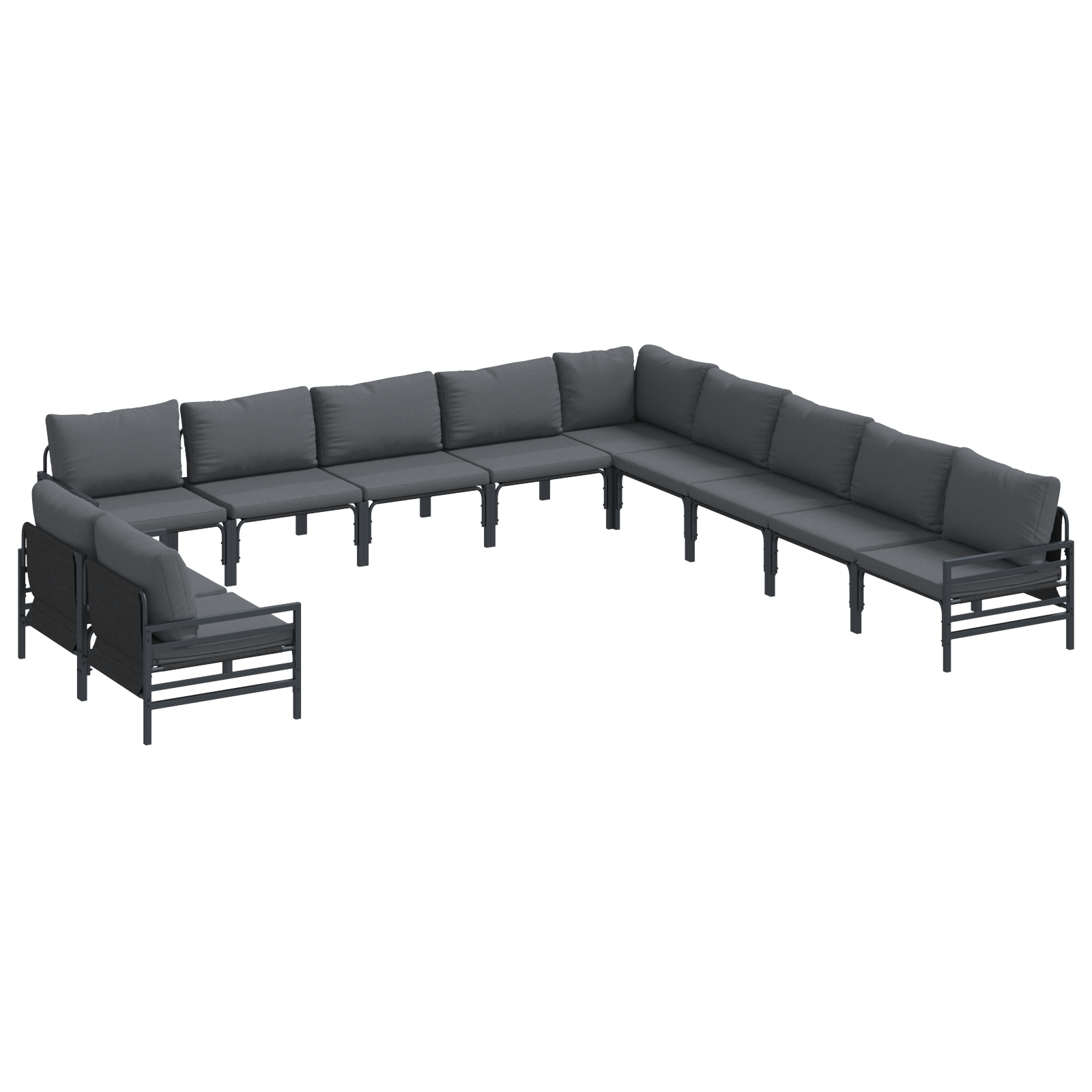 Hagesofa Set med pute Antrasittgrå Stål