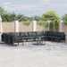 Hagesofa Set med pute 10 pcs Svart Stål