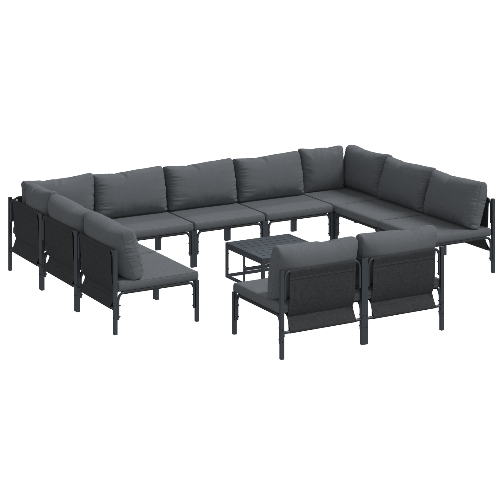 Hagesofa Set Antrasitt Stål