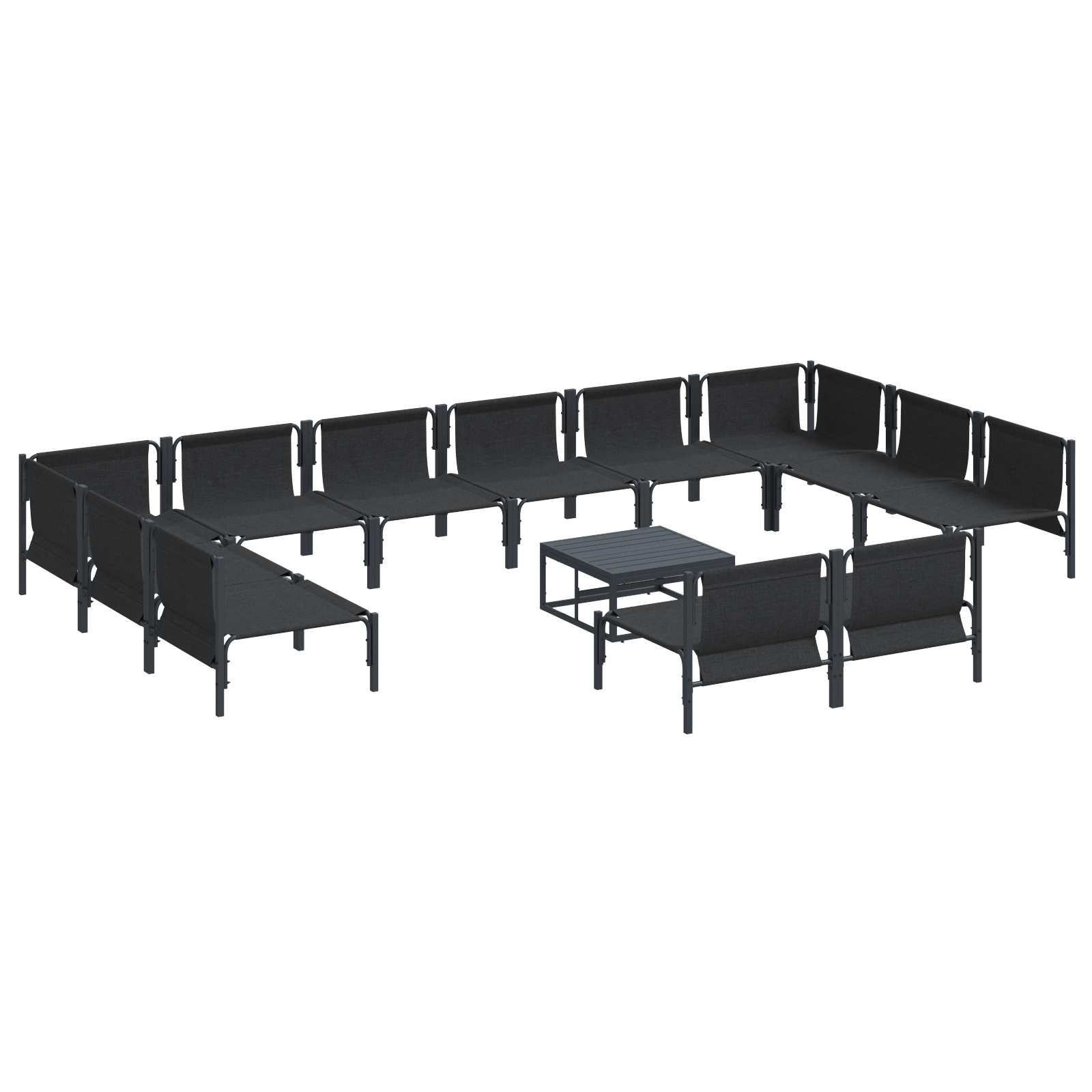 Hagesofa Set Antrasittgrå Stål