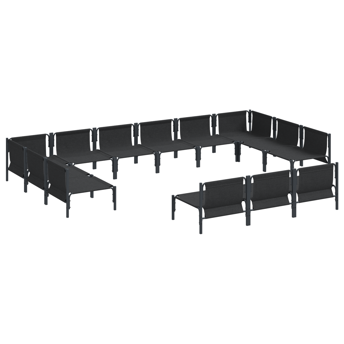 Hagesofa Set med pute 13 pcs Svart Stål