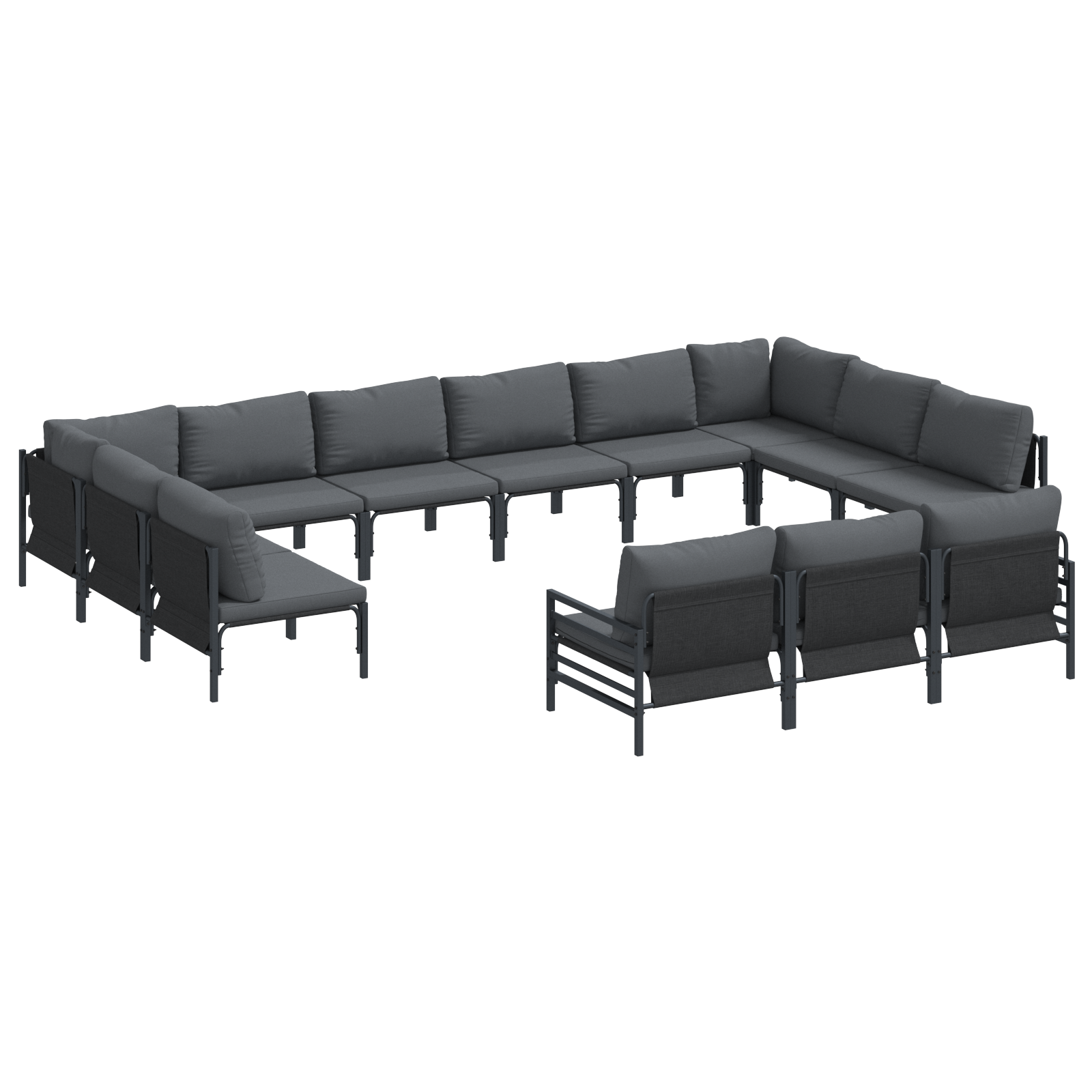 Hagesofa Set 13 pcs Antrasitt Stål