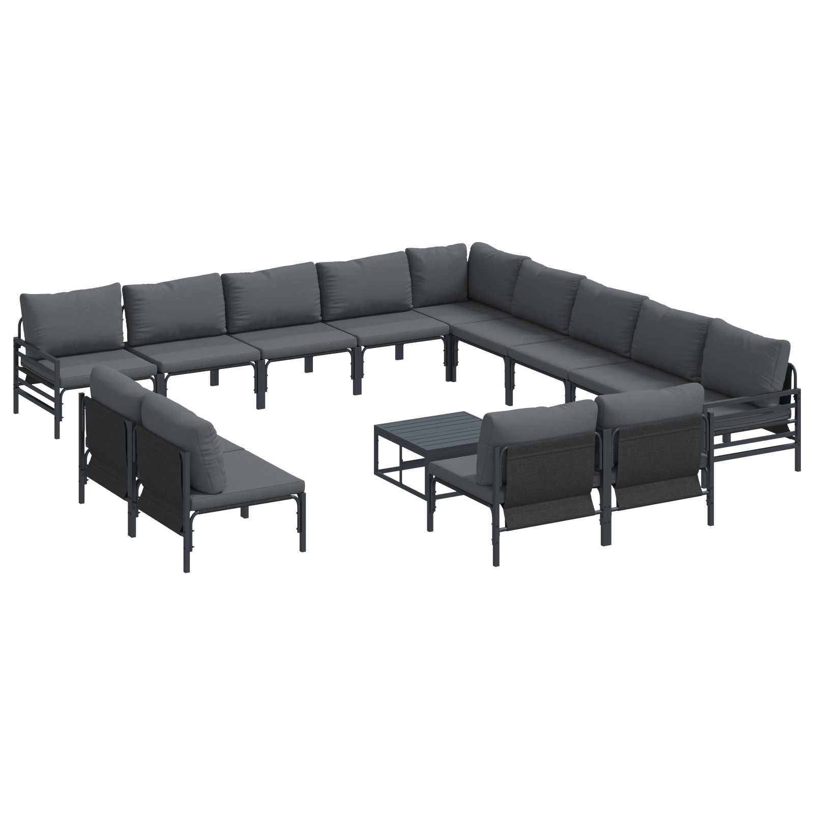 Hagesofa Set med pute Antrasitt Stål