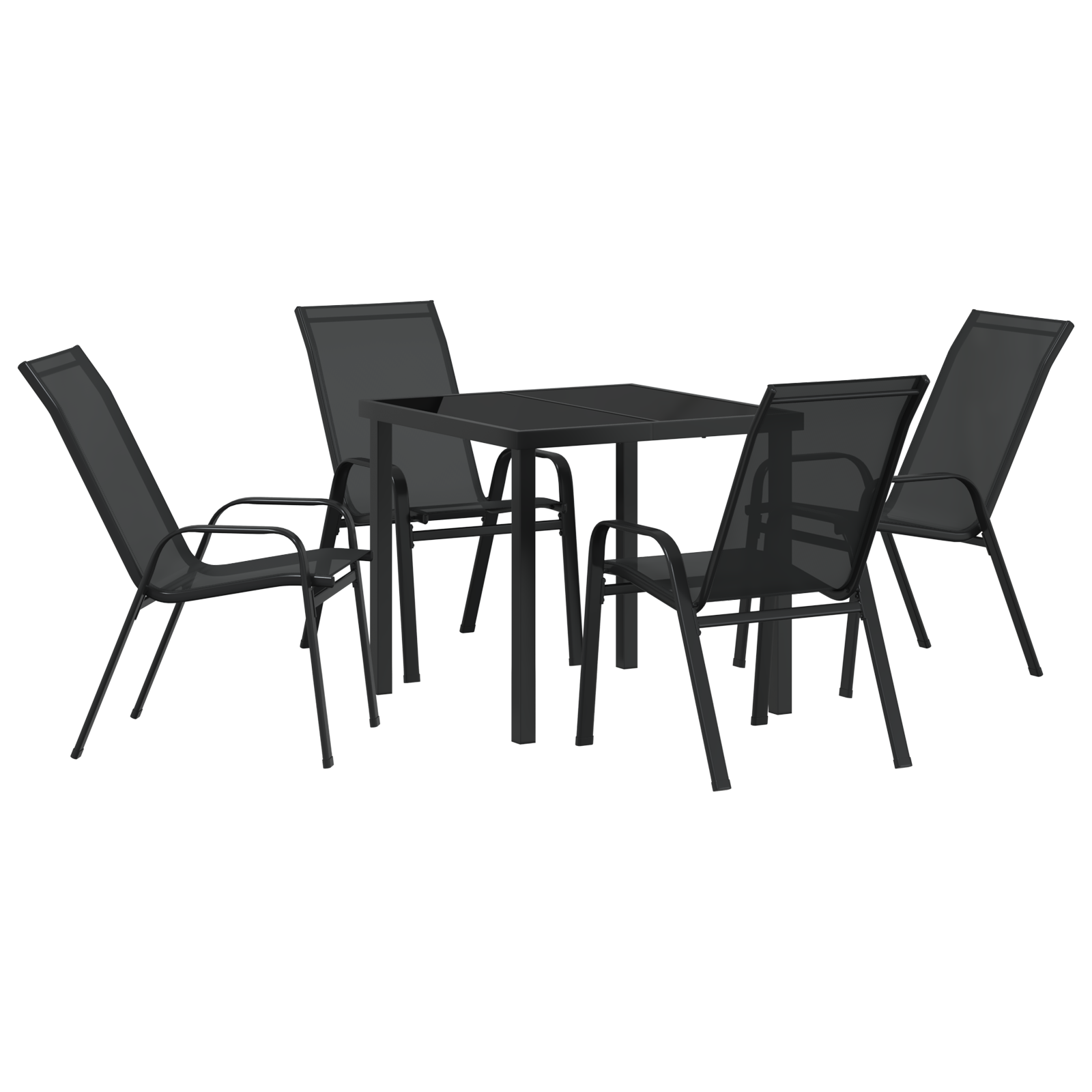 Hage Spisegruppe 5 pcs Svart Textilene og stål