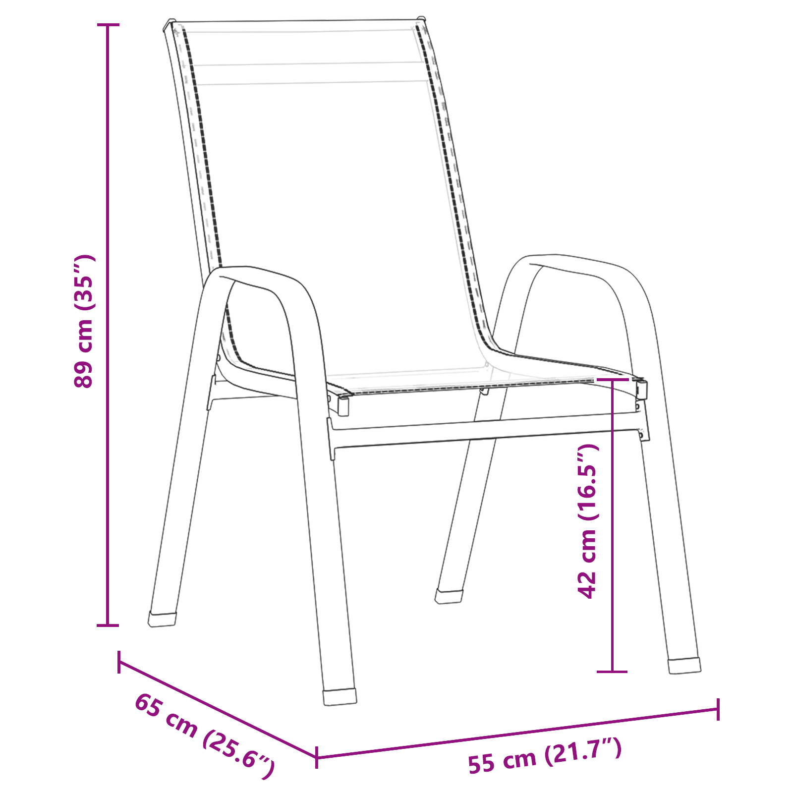 Hage Spisegruppe 5 pcs Svart Textilene og stål