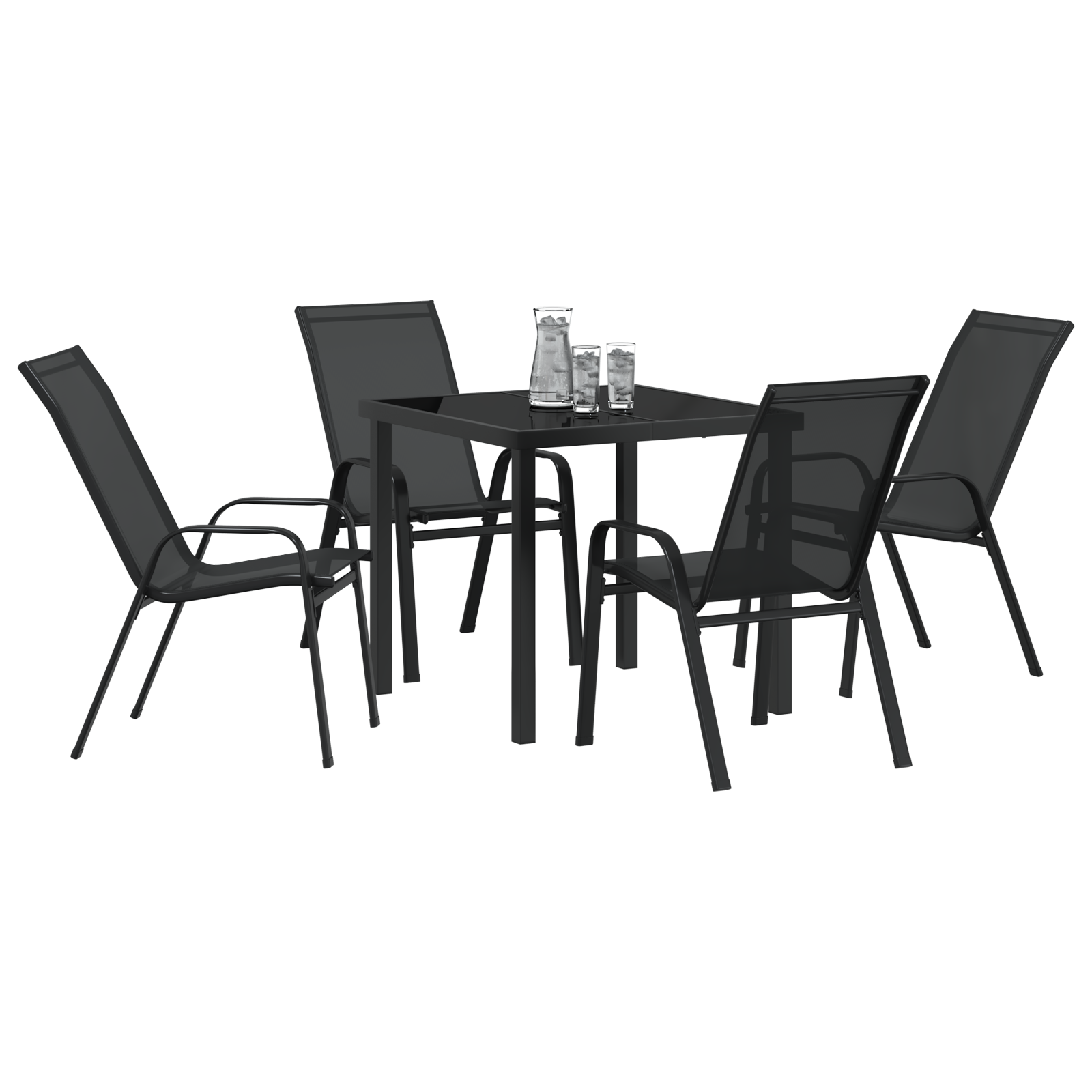 Hage Spisegruppe 5 pcs Svart Textilene og stål
