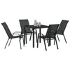 Hage Spisegruppe 5 pcs Svart Textilene og stål