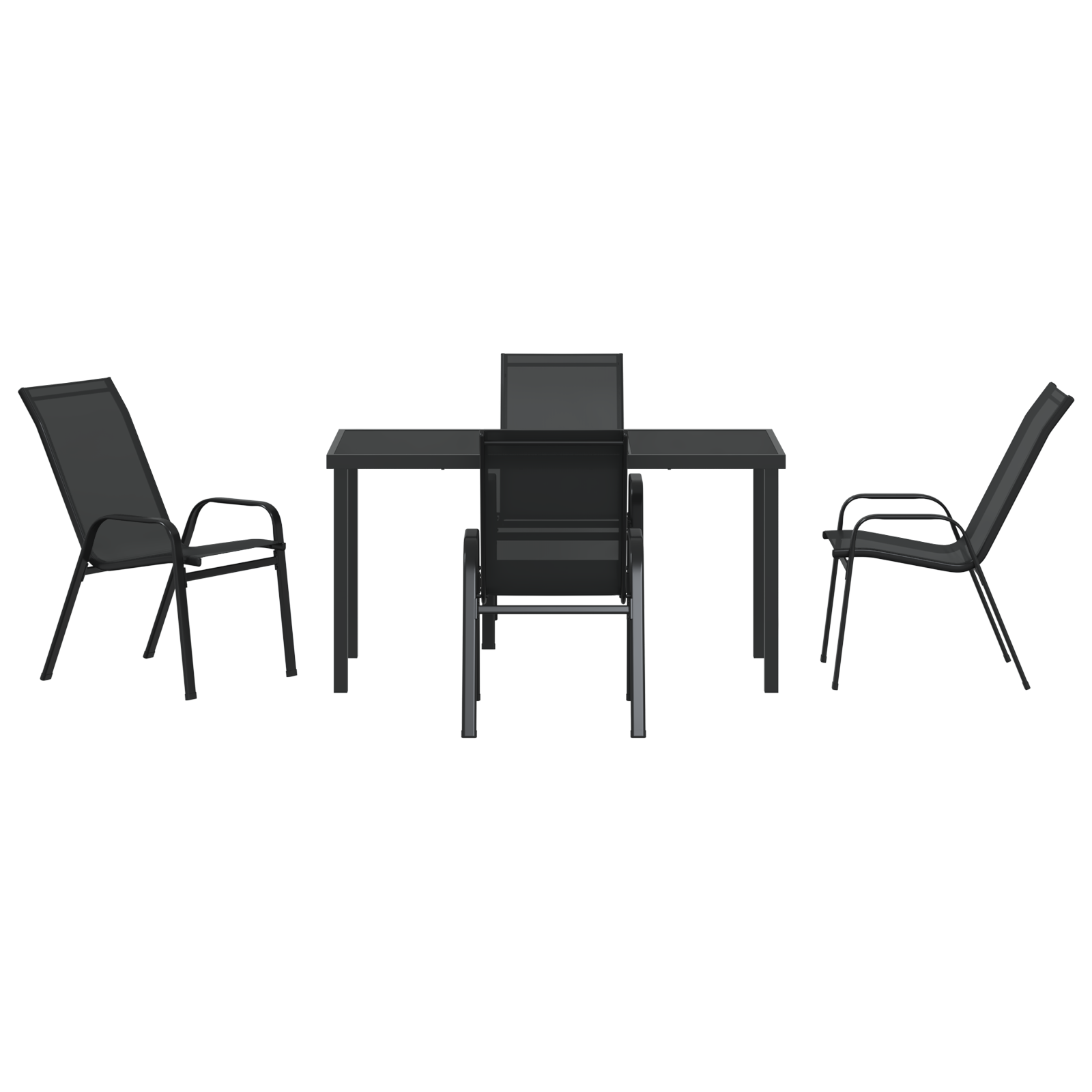 Hage Spisegruppe 5 pcs Svart Textilene og stål