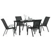 Hage Spisegruppe 5 pcs Svart Textilene og stål