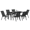 Hage Spisegruppe 7 pcs Svart Textilene og stål