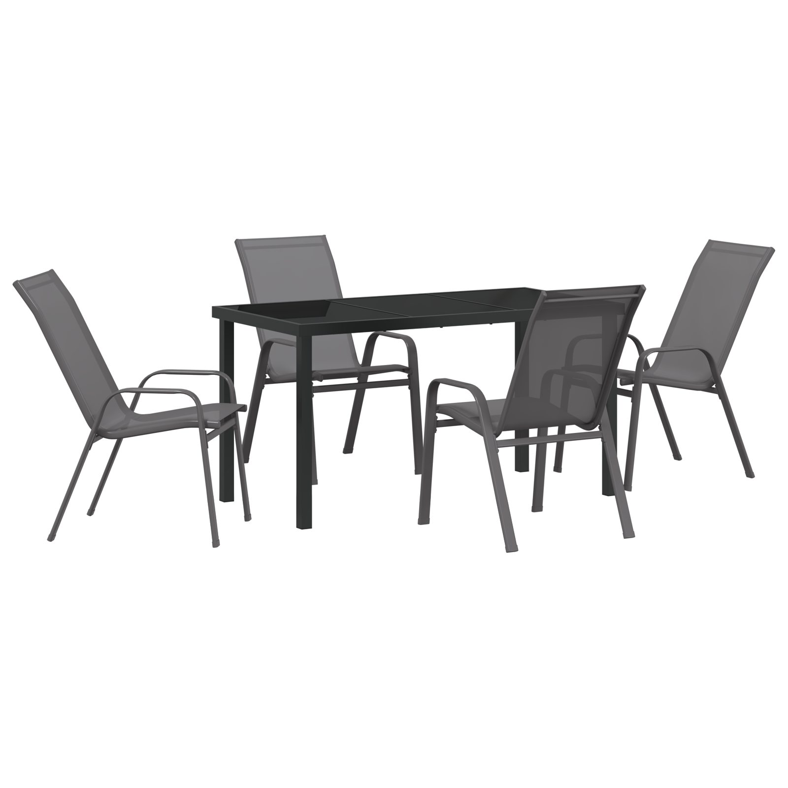 Hage Spisegruppe 5 pcs Grå Textilene og stål